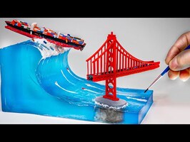 Tsunami wave hits the Golden Bridge -San Andreas Movie Diorama /How to Make/Epoxy Resin Art/DIY