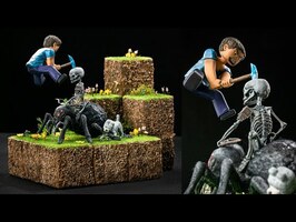 Incredible fight Steve vs Spider Jockey MINECRAFT Diorama / Xreart