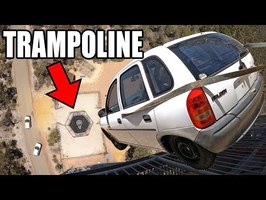 Car vs. World's Strongest Trampoline- Dropped from 150ft (44m)