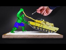 I made a realistic HULK VS TANK diorama -Polymer clay Sculpting
